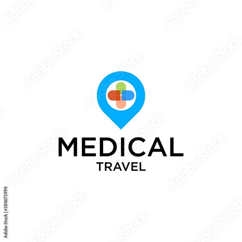 medical travel logo design, with Cross Health vector