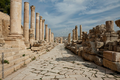 North Gate and Columns at the great Roman city of Jerash, Jordan