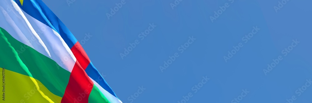 Fototapeta premium 3D rendering of the national flag of Central African Republic waving in the wind