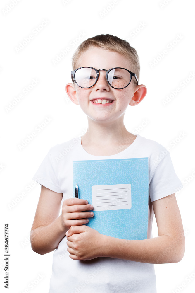 schoolboy holding notebook in hands schoolboy holding notebook in hands