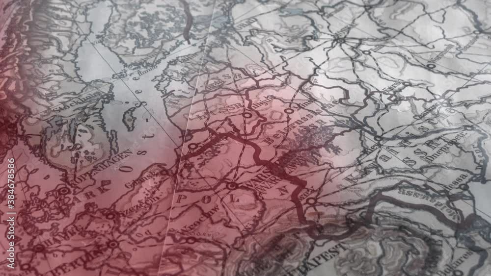 Illustration on map, Nazi Germany attacking Soviet during World War two