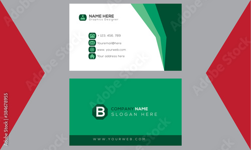 Creative modern green business card design template.