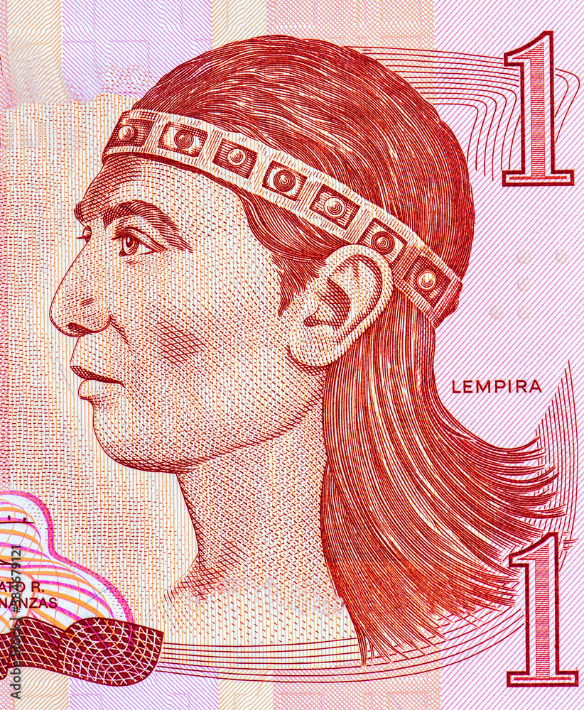 Indio Lempira, national hero of MayaLenca origin, Portrait from