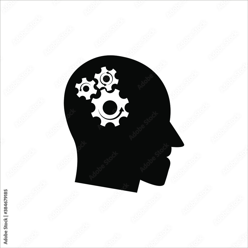 Head think concept icon design. Message talk sign. Creative idea symbol. on white background Head think concept icon design. Message talk sign. Creative idea symbol. on white background