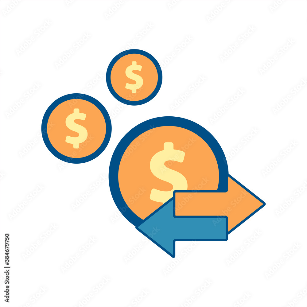 money icon vector. money with transfer arrows icon .flat design style icon vector concept money icon vector. money with transfer arrows icon .flat design style icon vector concept