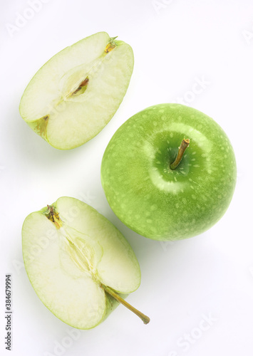 Green apple raw fruit backgrounds overhead healthy organic fresh food concept