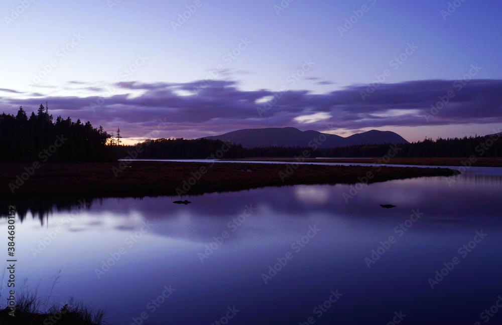 landscape of lake with dusk twilight