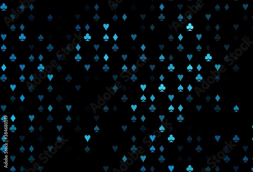 Dark BLUE vector template with poker symbols.