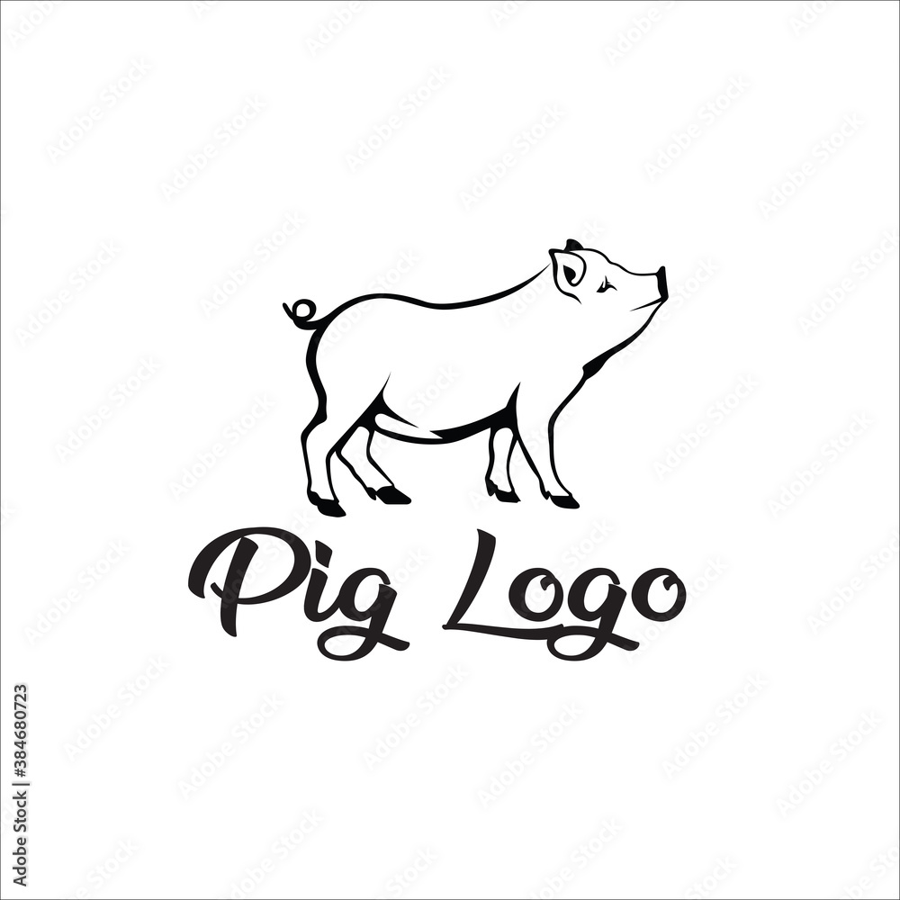 pig logo silhouette icon vector	