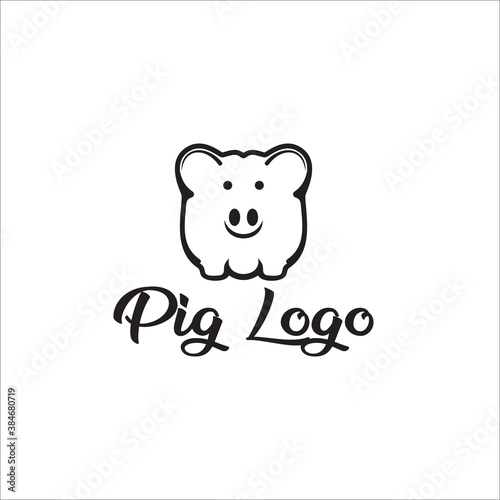 pig logo silhouette icon vector 