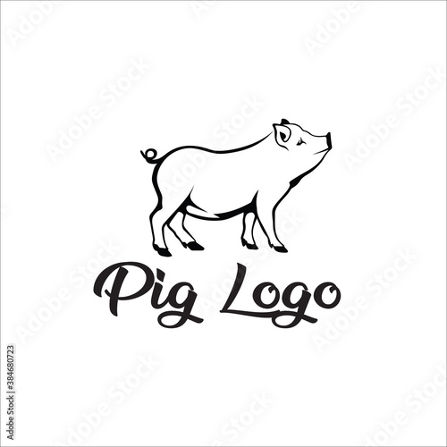 pig logo design template silhouette vector icon