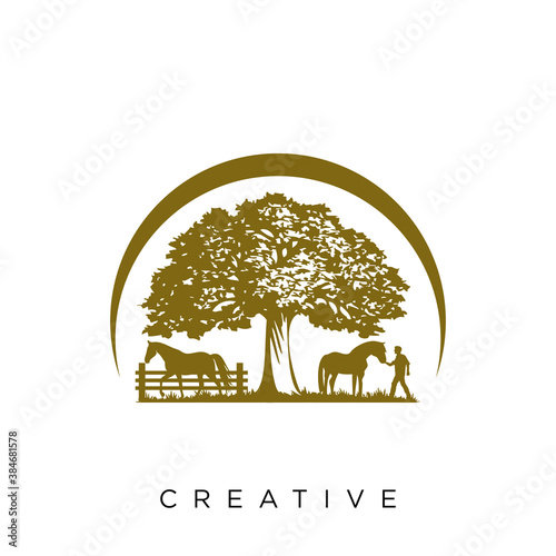 farm horse logo design vector icon symbol