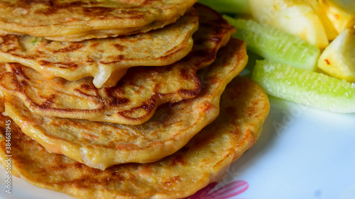 Wheat flour PANCAKE . Selective focus used.
