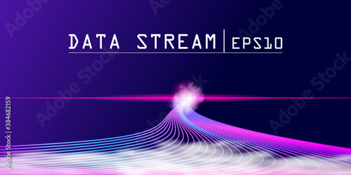 Science technology with smoke background. Data stream. Datacenter wide grid network