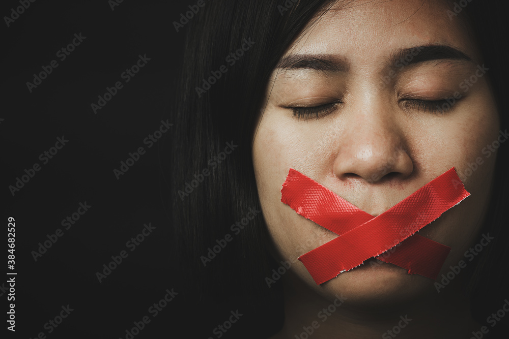 Premium Photo  Blindfolded woman closeup concept of censorship human  rights oppression or repression