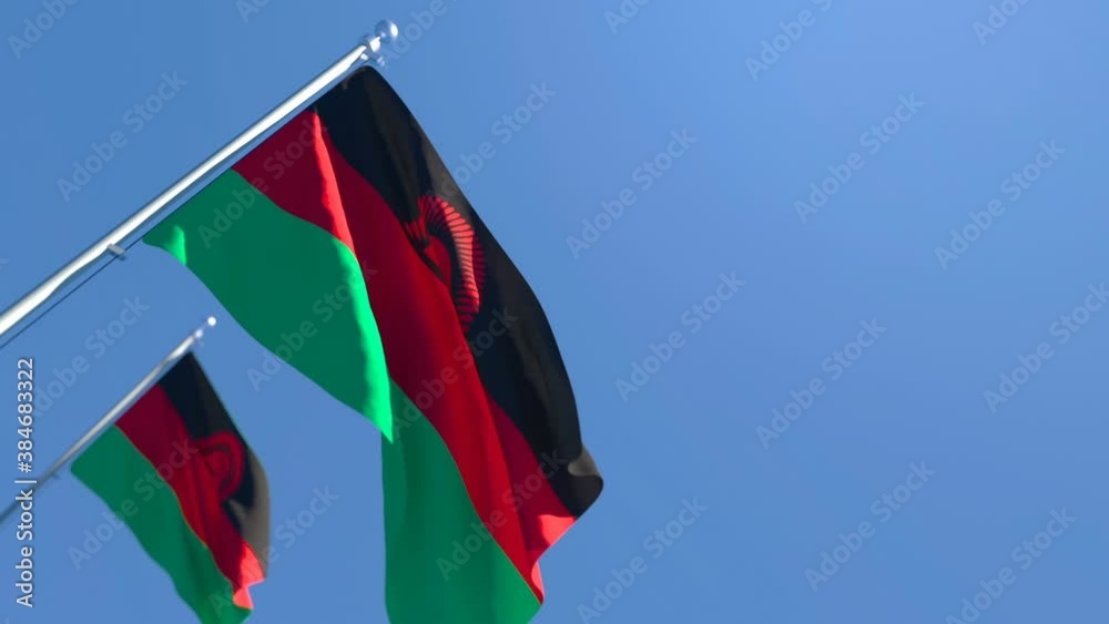 The national flag of Malawi flutters in the wind