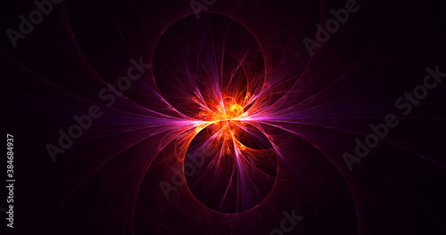 3D rendering abstract multicolored fractal light background with bright center © BetiBup33
