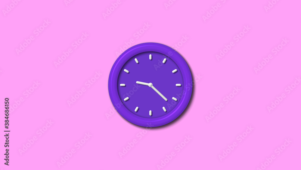 New purple dark 3d wall clock isolated on pink light background, 12 hours counting down wall clock New purple dark 3d wall clock isolated on pink light background, 12 hours counting down wall clock
