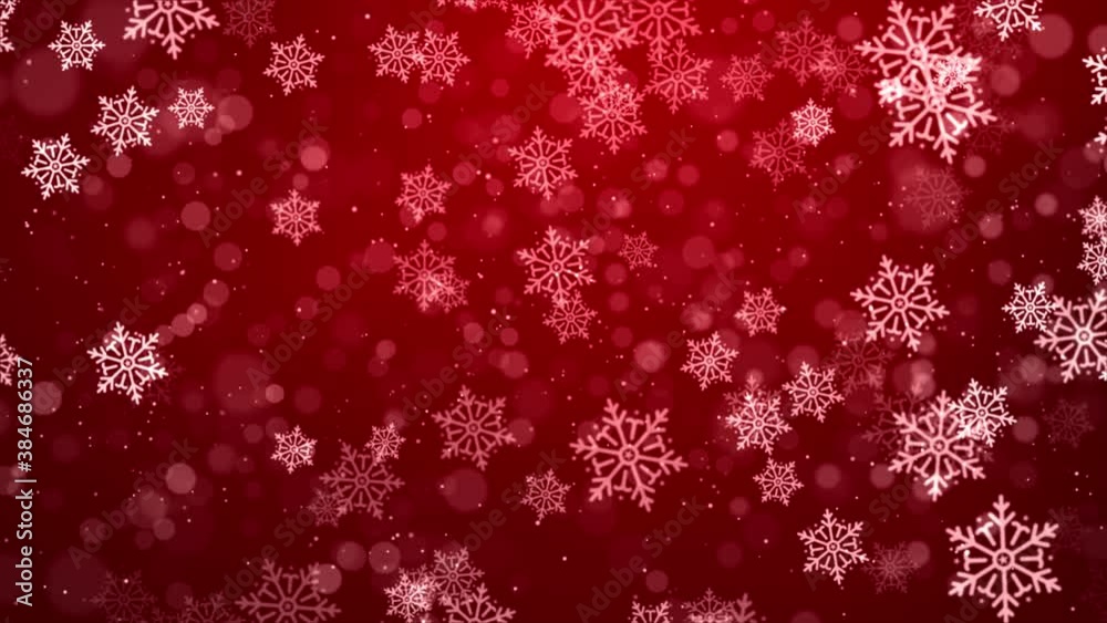 white and Red snows blurred abstract loop background. bokeh christmas blurred beautiful shiny Christmas lights. Shiny Gleaming glitter star sparkling floating Light bokeh particle gradient