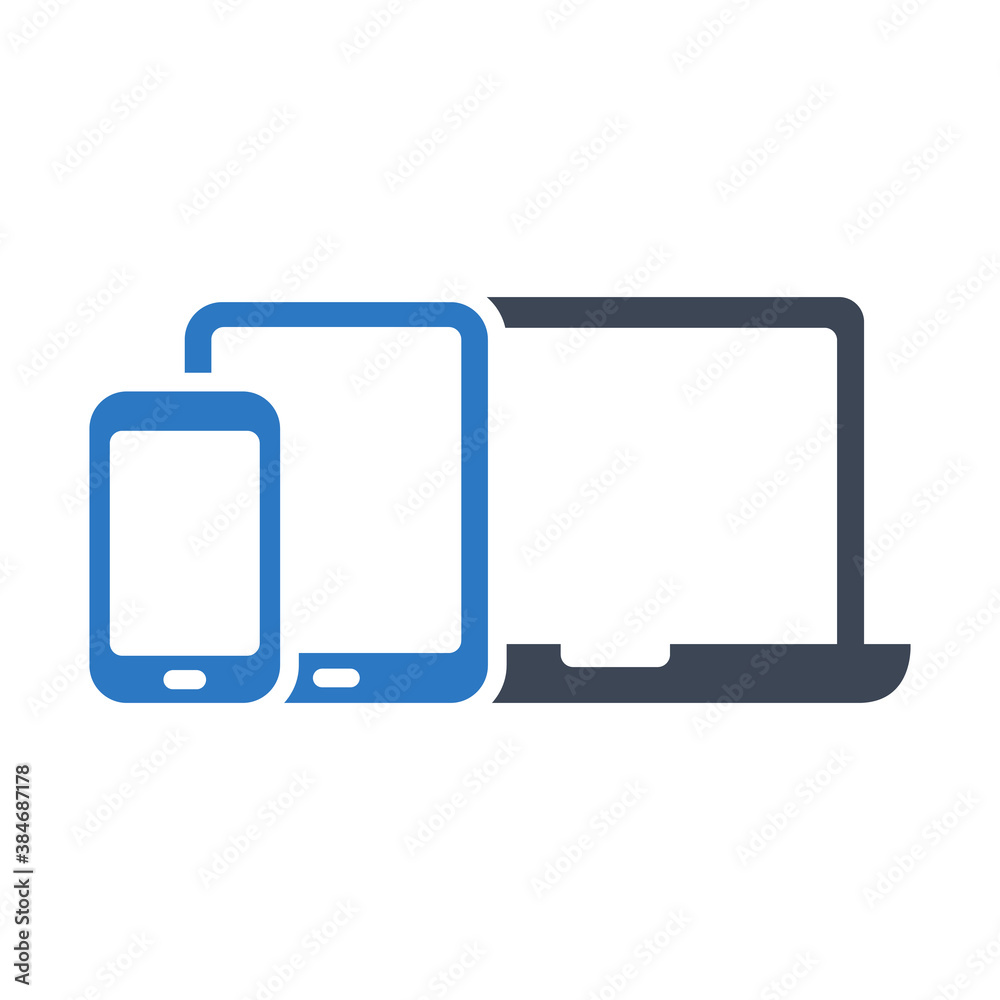 Smartphone with tablet and laptop icon Smartphone with tablet and laptop icon