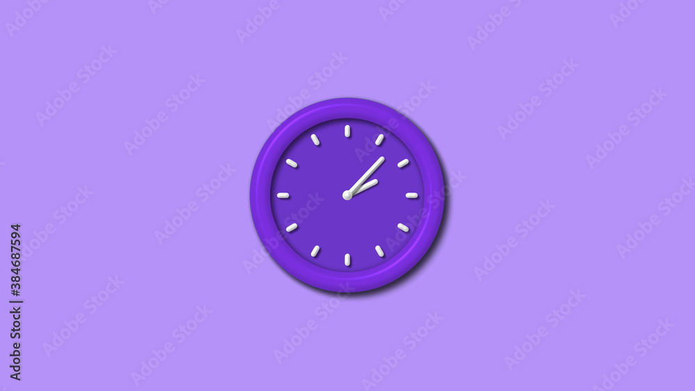 Purple color counting down 3d wall clock isolated on purple light background, 12 hours wall clock Purple color counting down 3d wall clock isolated on purple light background, 12 hours wall clock
