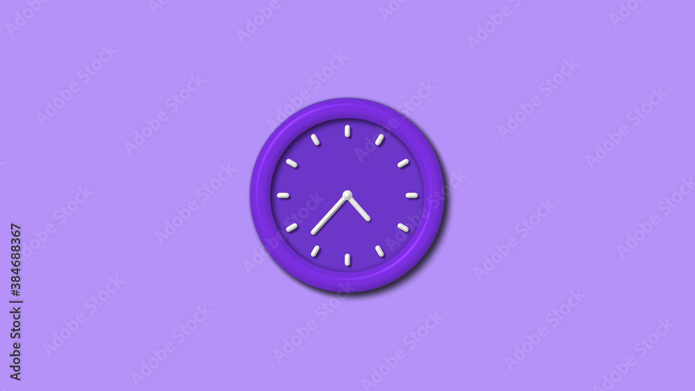 Purple color counting down 3d wall clock isolated on purple light background, 12 hours wall clock Purple color counting down 3d wall clock isolated on purple light background, 12 hours wall clock
