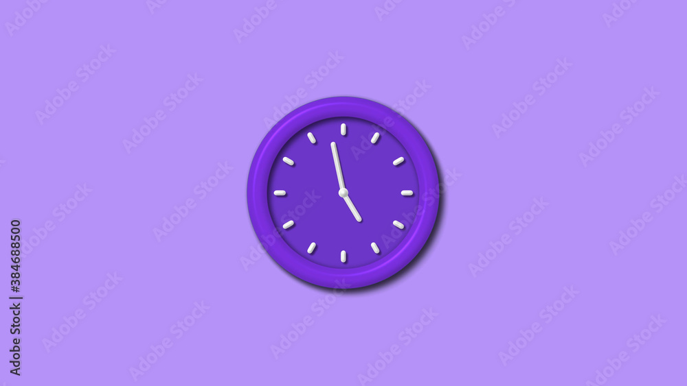 Purple color counting down 3d wall clock isolated on purple light background, 12 hours wall clock Purple color counting down 3d wall clock isolated on purple light background, 12 hours wall clock