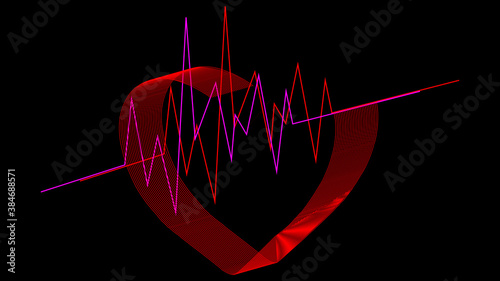 Abstract wave lines on the background. Colorful wave heart. Illustration for modern business design. Smooth lines abstract gradient color background. Vector illustration.