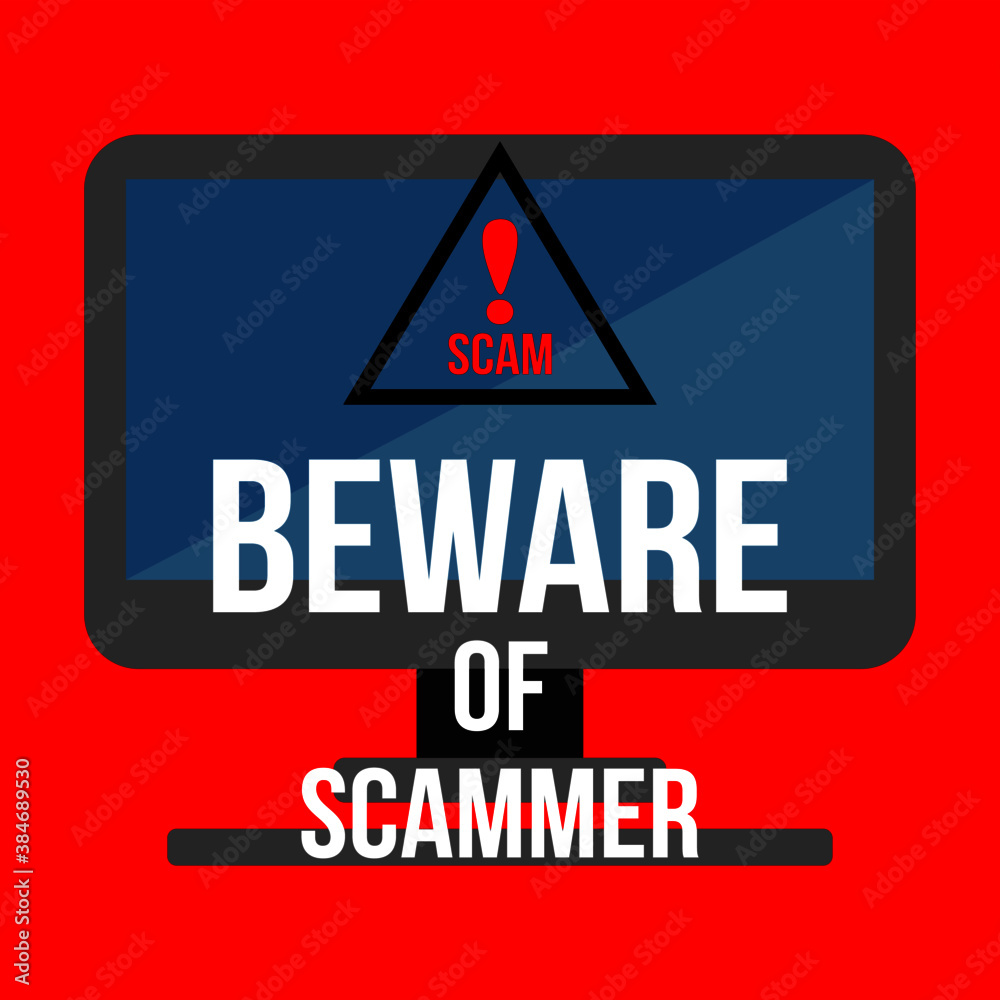 Beware of scammer warning vector drawing stock vector adobe stock