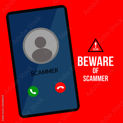 Beware Of Scammer warning vector drawing