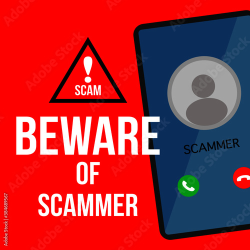 Beware Of Scammer warning vector drawing