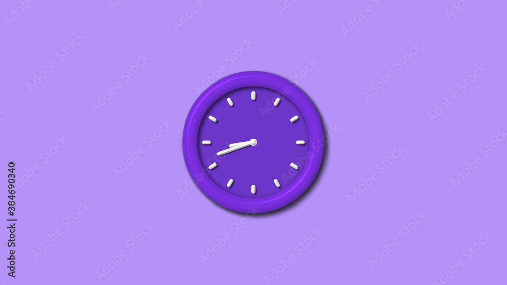 New purple color 3d wall clock isolated on purple light background, Counting down 3d wall clock New purple color 3d wall clock isolated on purple light background, Counting down 3d wall clock