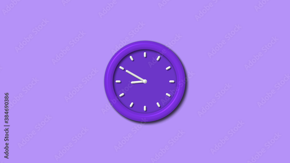 New purple color 3d wall clock isolated on purple light background, Counting down 3d wall clock New purple color 3d wall clock isolated on purple light background, Counting down 3d wall clock