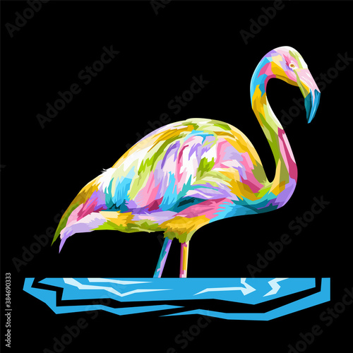 colorful flamingo pop art portrait premium vector posters, animals print, animal vector