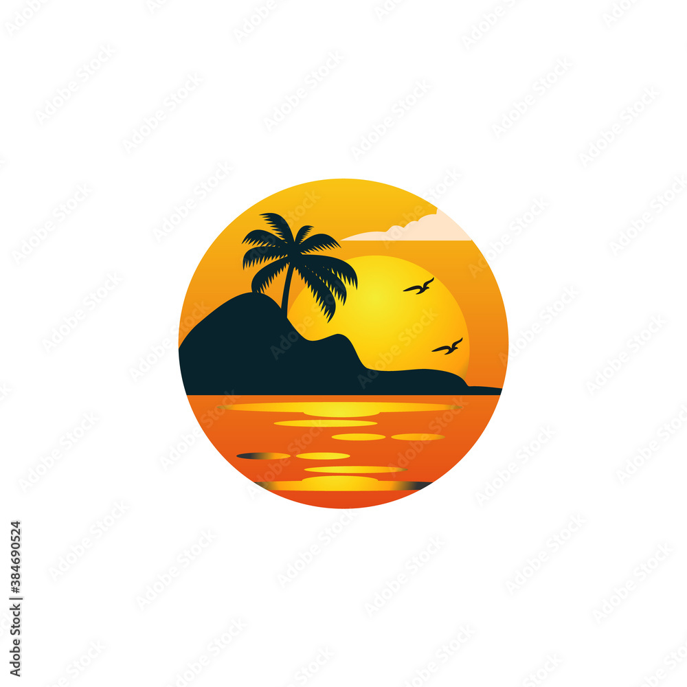 Beach logo design Vector palm
