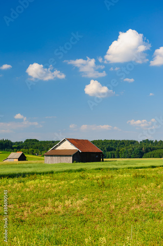 fields and hills in upper austria near weyregg am attersee photo