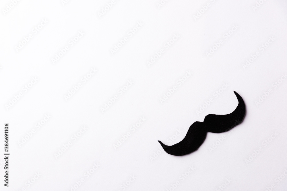 Black mustache, studio shot isolated on white background, Prostate cancer awareness month, Fathers day, minimal November moustache concept Black mustache, studio shot isolated on white background, Prostate cancer awareness month, Fathers day, minimal November moustache concept