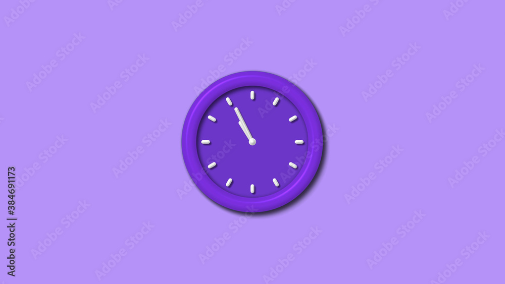 New purple color 3d wall clock isolated on purple light background, Counting down 3d wall clock New purple color 3d wall clock isolated on purple light background, Counting down 3d wall clock