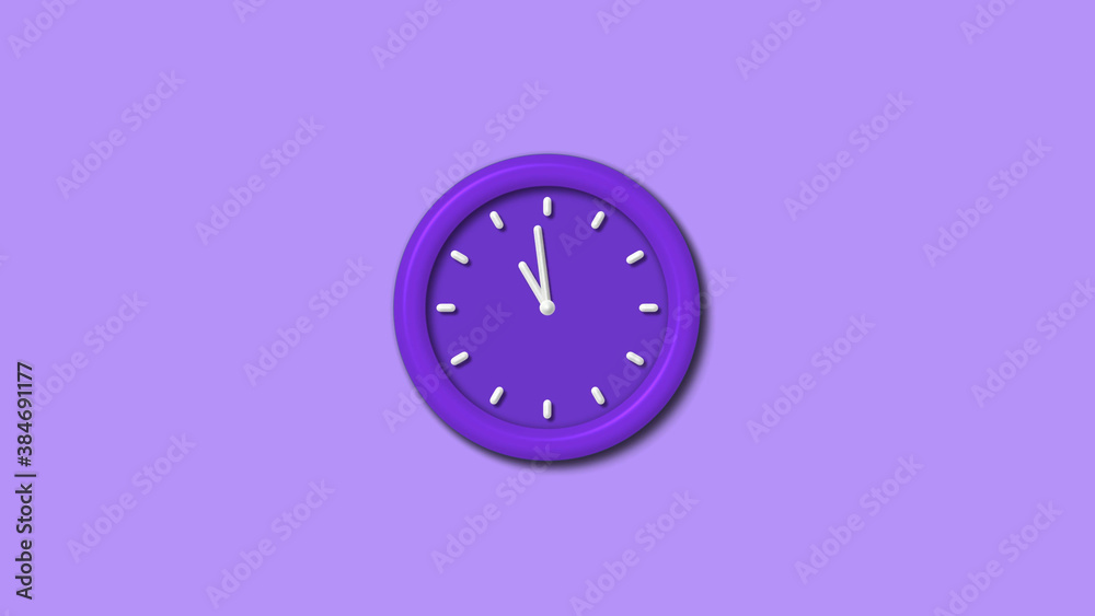 New purple color 3d wall clock isolated on purple light background, Counting down 3d wall clock New purple color 3d wall clock isolated on purple light background, Counting down 3d wall clock