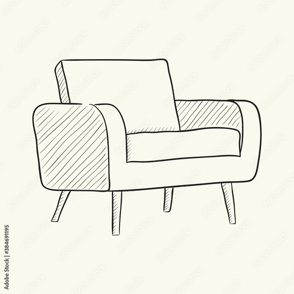 Fototapeta premium Armchair. Hand drawn vector illustration