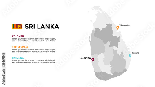 Sri Lanka vector map infographic template. Slide presentation. Global business marketing concept. Asia country. World transportation geography data. 