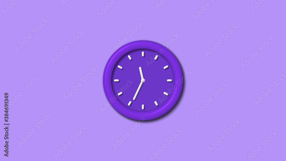New purple color 3d wall clock isolated on purple light background, Counting down 3d wall clock New purple color 3d wall clock isolated on purple light background, Counting down 3d wall clock