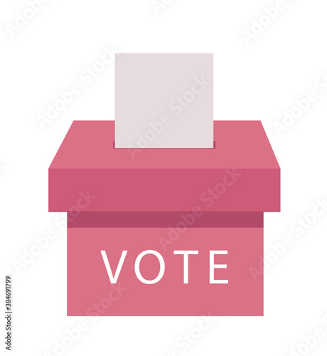 Vector of voter ballot going into a ballot box