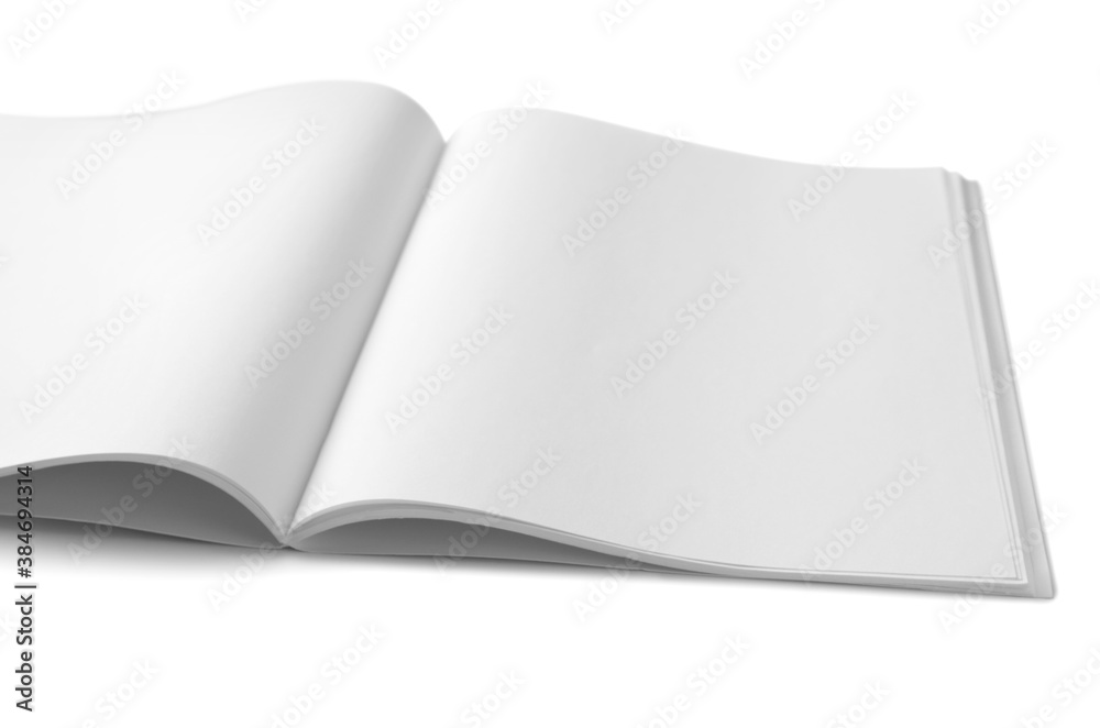Blank pages of open magazine on white background Blank pages of open magazine on white background