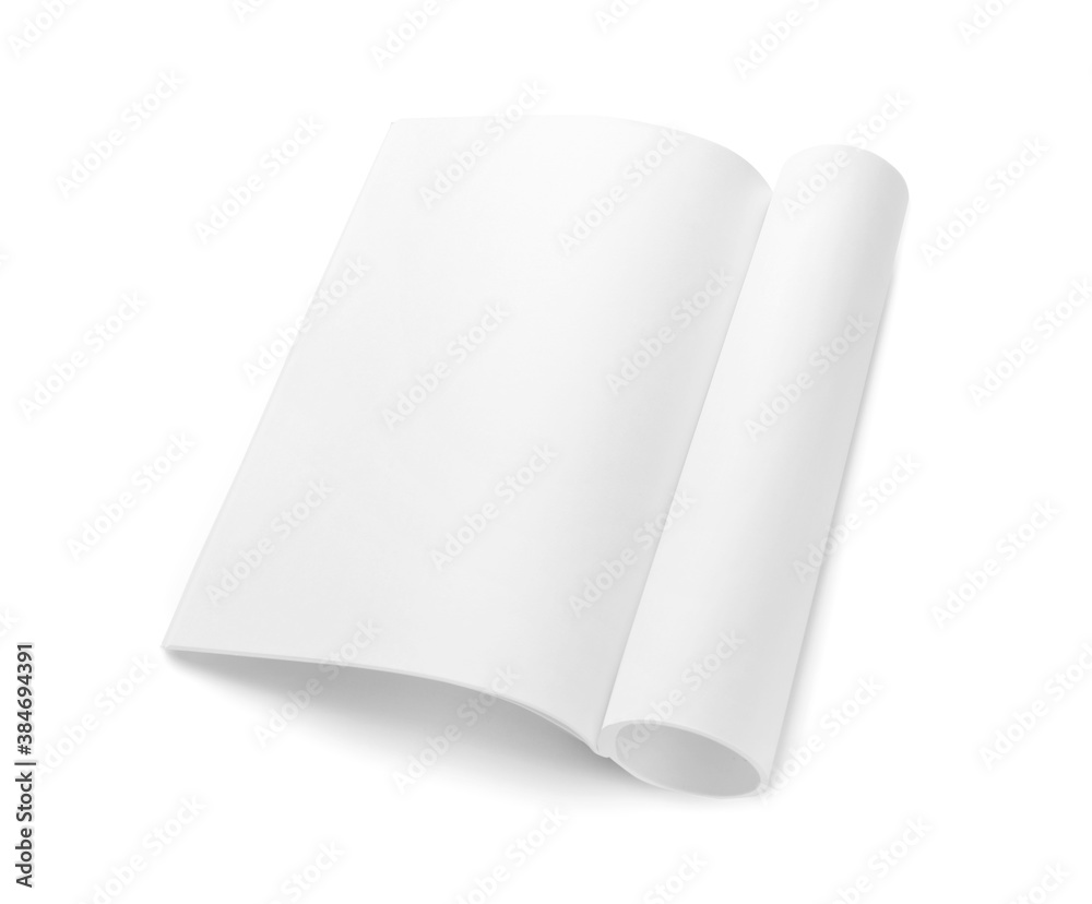 Blank pages of open magazine on white background Blank pages of open magazine on white background
