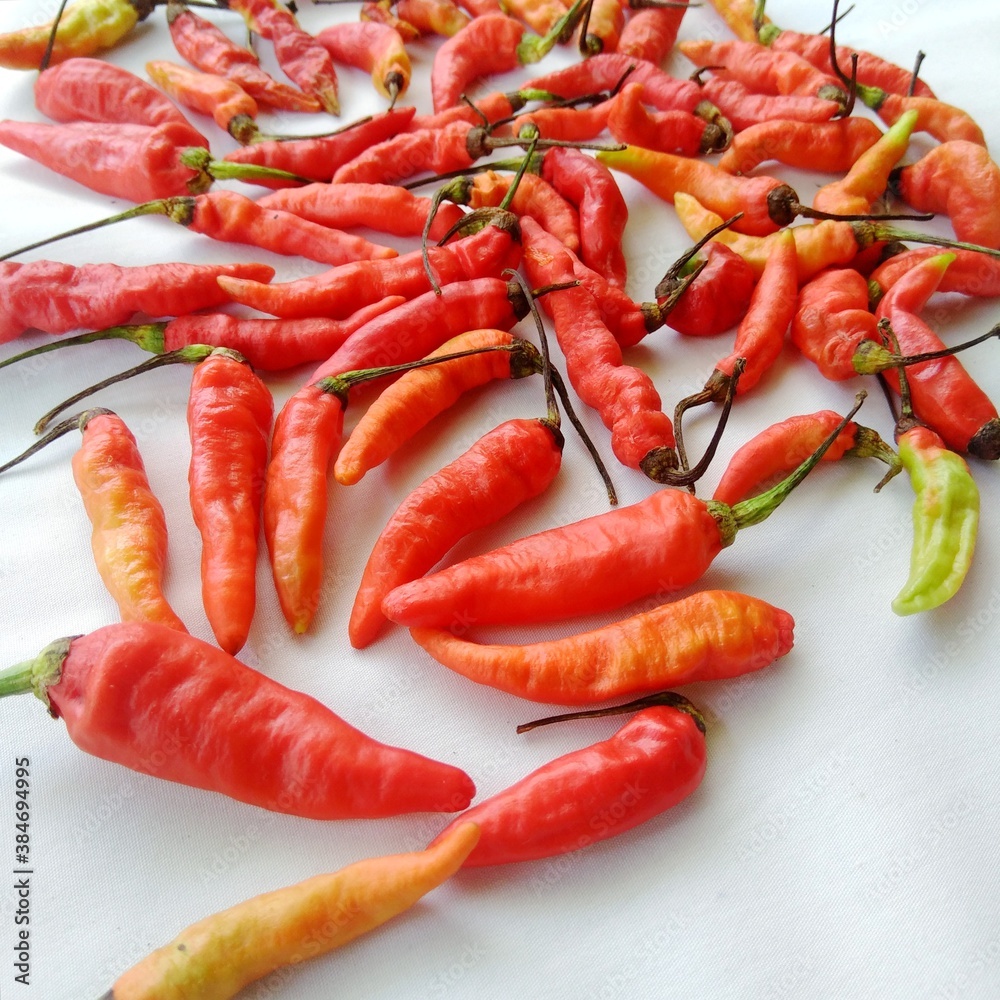 red hot chili peppers on the white background red hot chili peppers on the white background