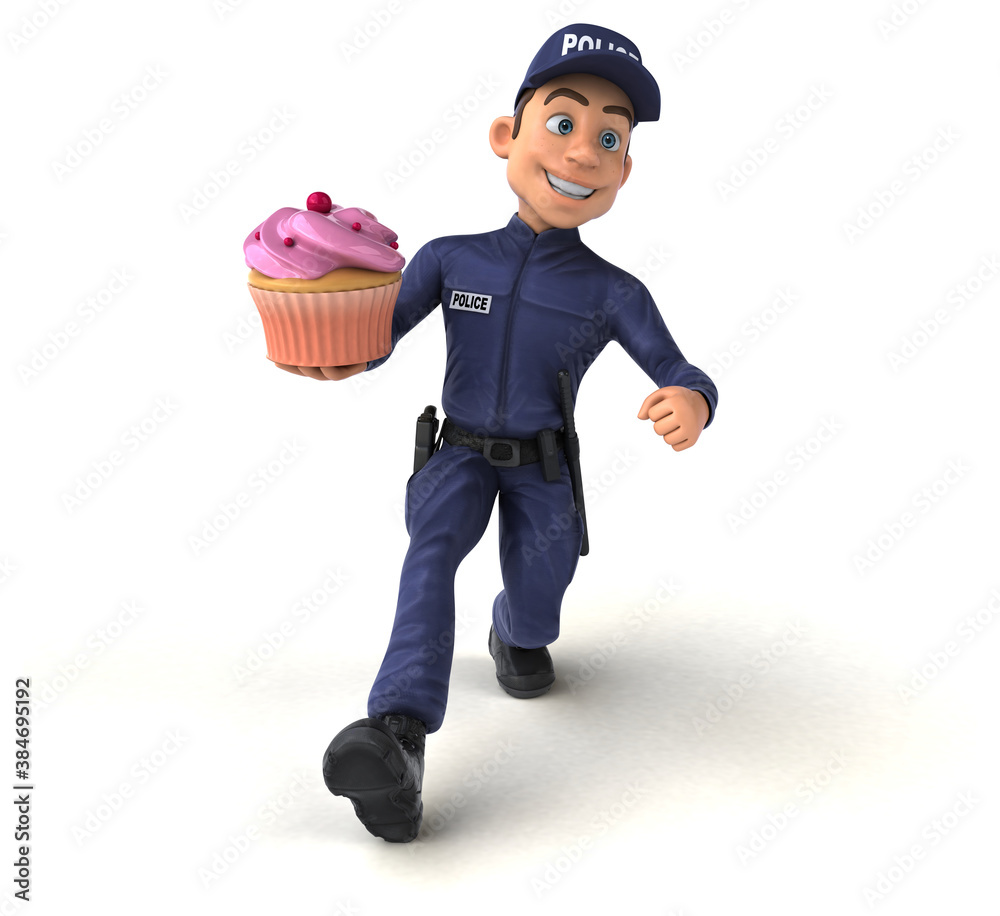 Fun 3D illustration of a cartoon Police Officer Fun 3D illustration of a cartoon Police Officer