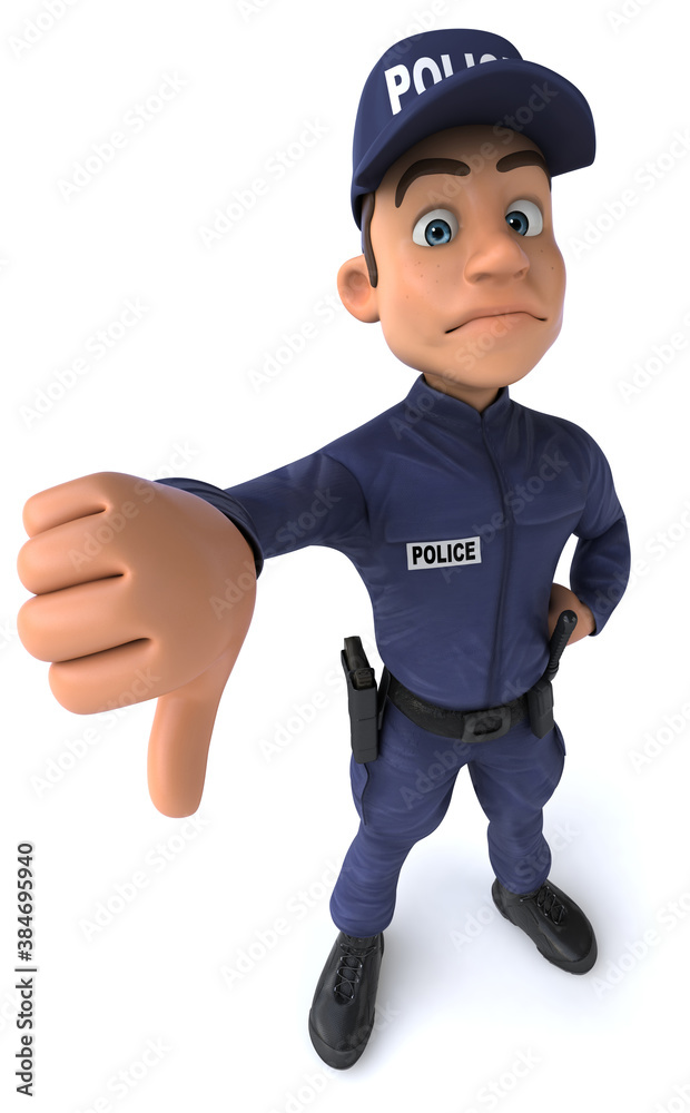 Fun 3D illustration of a cartoon Police Officer Fun 3D illustration of a cartoon Police Officer