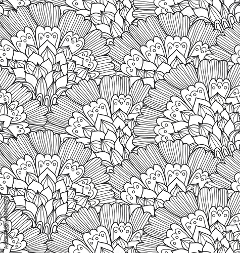 Seamless pattern with cute hand drawn flowers. Vector