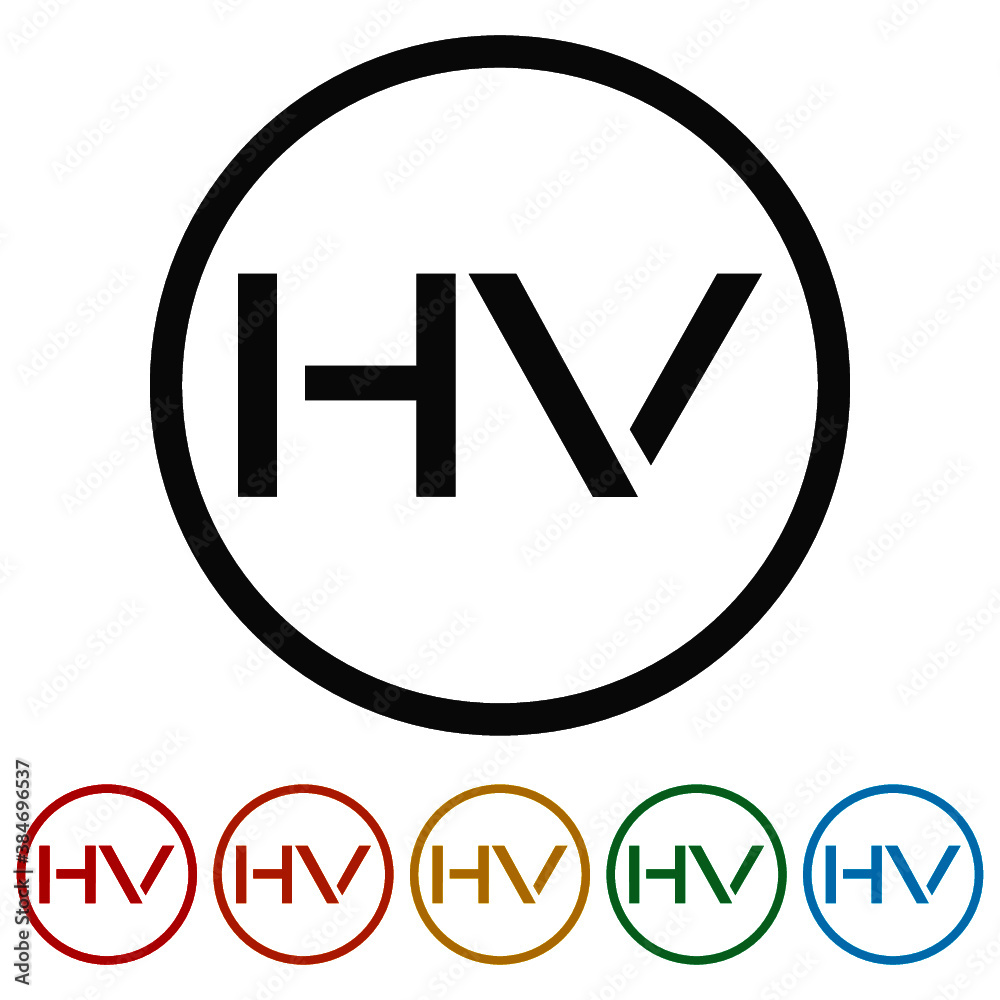 HV Letter  logo ring icon, color set